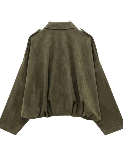 Armoirè – Krátká semišová bunda v oversize střihu