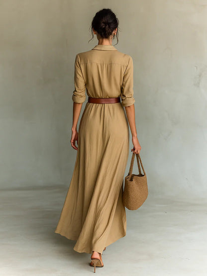 Armoirè - Elegantní dlouhé šaty s páskem
