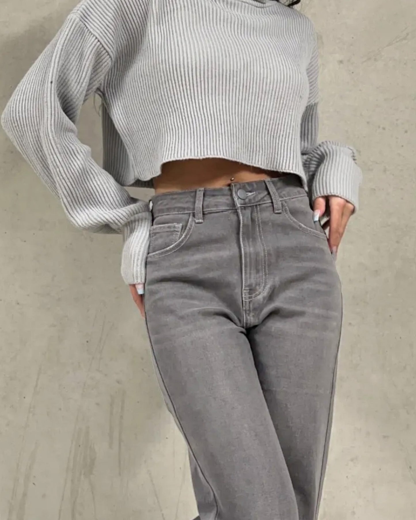 Armoirè - Dámské mom jeans šedé