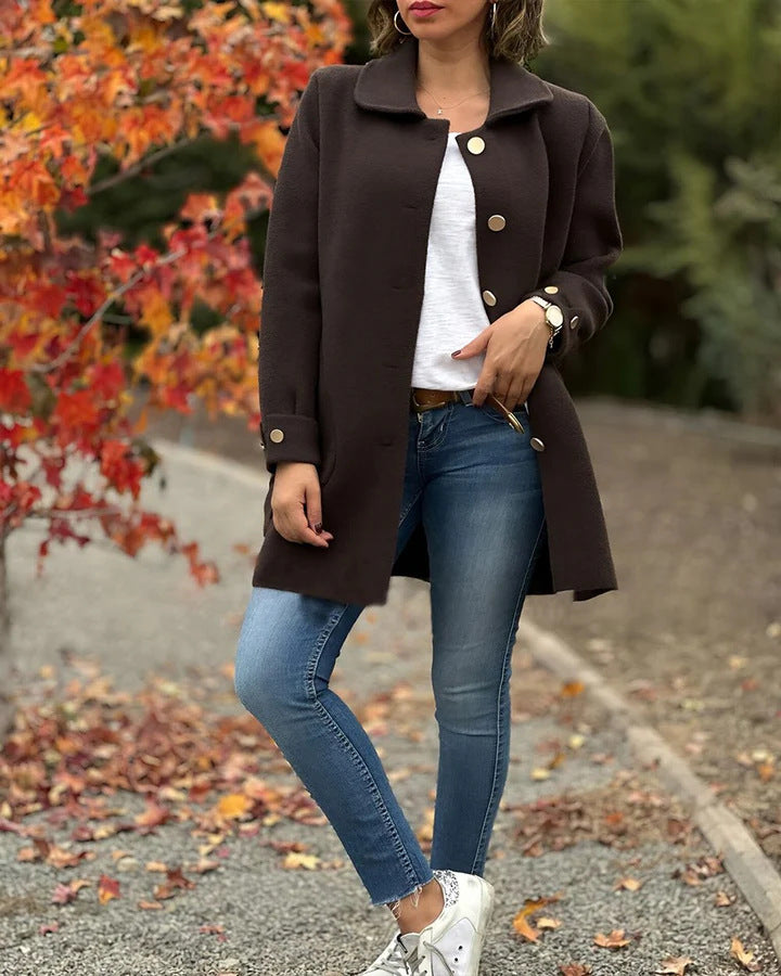 Armoirè – Klasický oversize kabát s knoflíkem