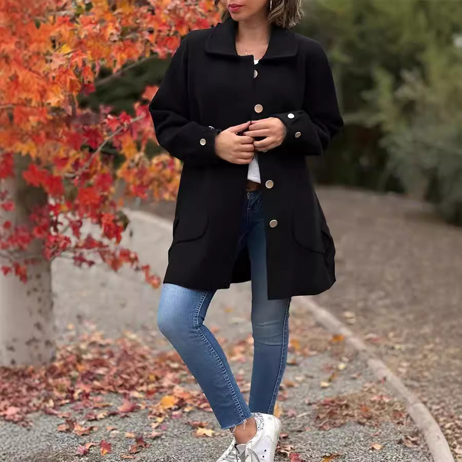 Armoirè – Klasický oversize kabát s knoflíkem