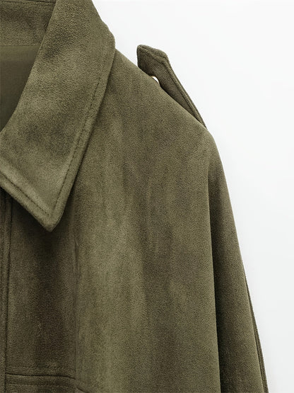 Armoirè – Krátká semišová bunda v oversize střihu