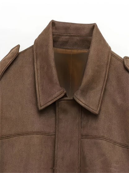 Armoirè – Krátká semišová bunda v oversize střihu